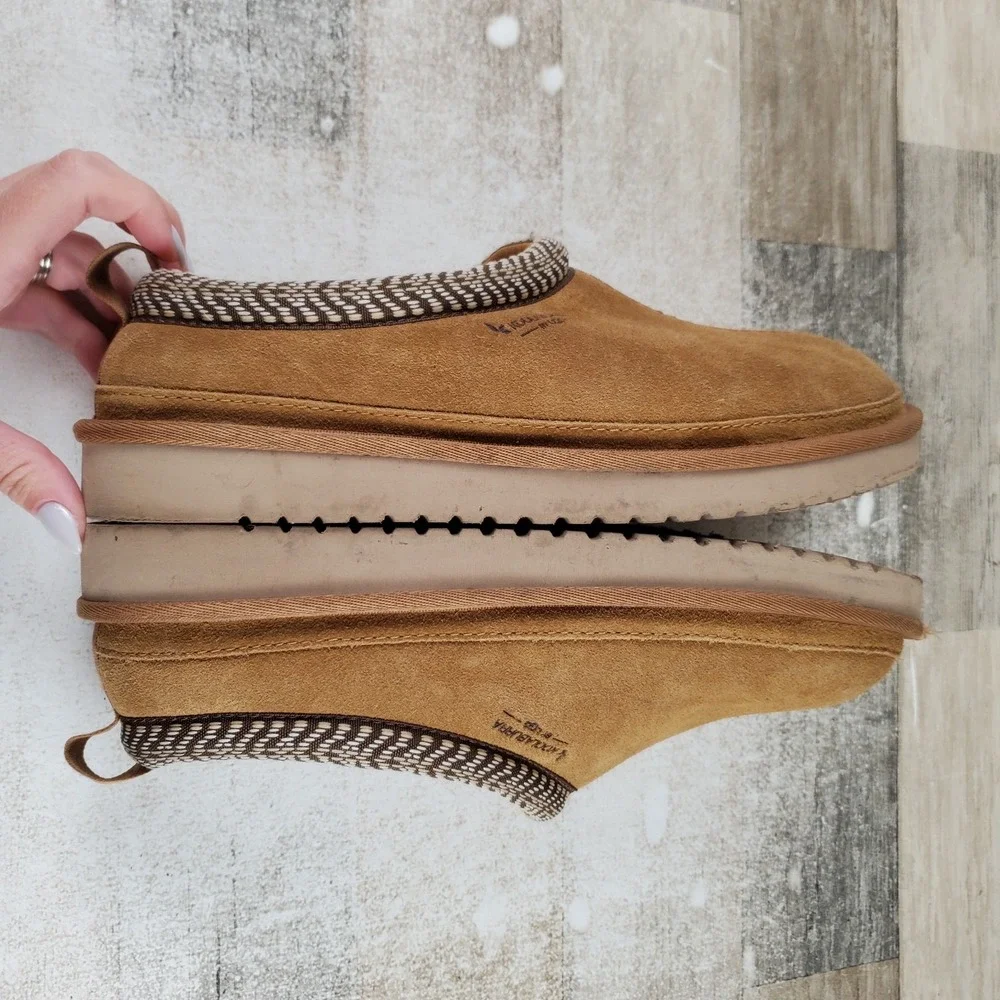 Koolaburra by UGG Burree Mens Slippers Sz 9 Chestnut Suede Slip-On Fleece Lined